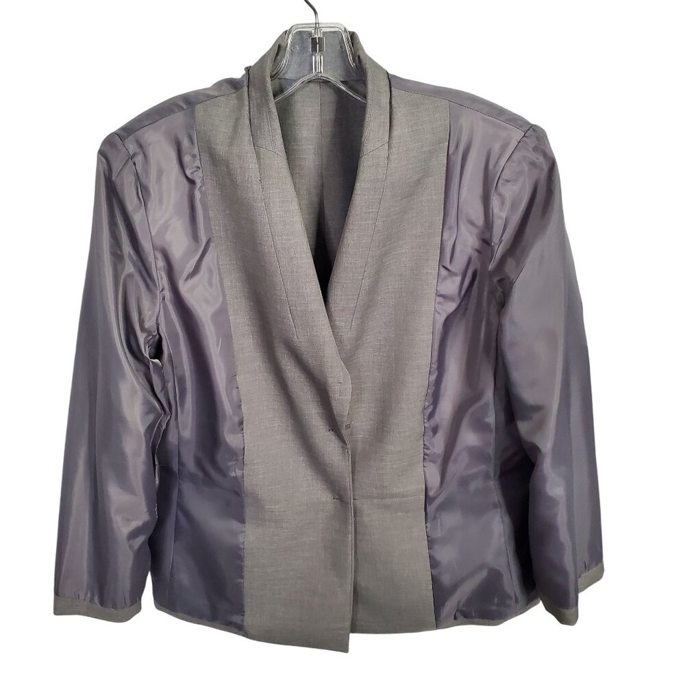 Kasper Size 14 Blazer Jacket Two Button Tailored Fit Office Neutral Gray - Picture 9 of 9